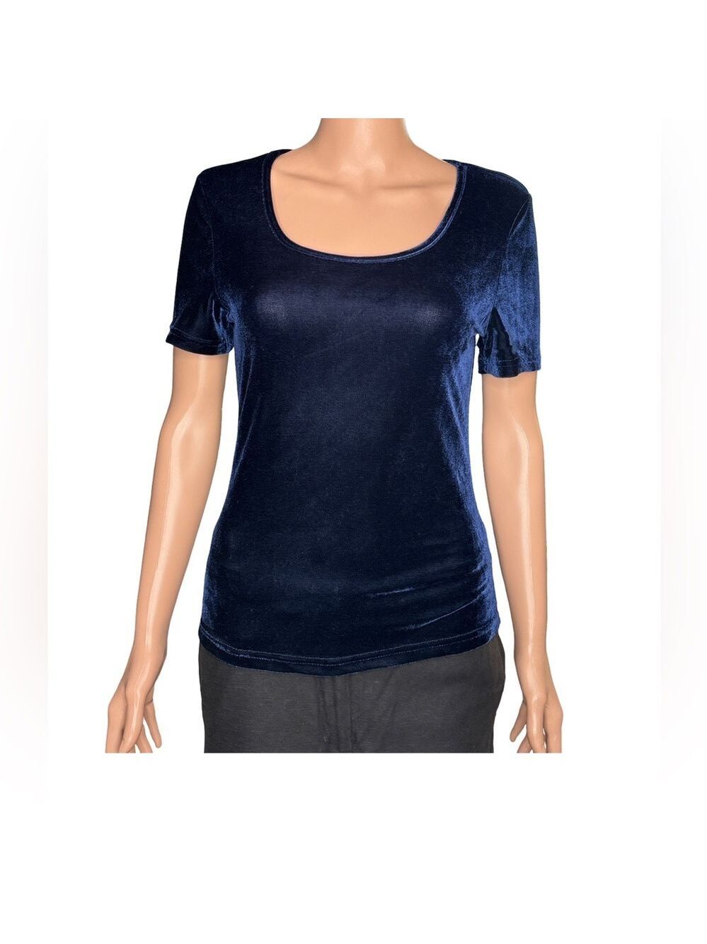 Elegant Navy Crushed Velvet Top Size 2
